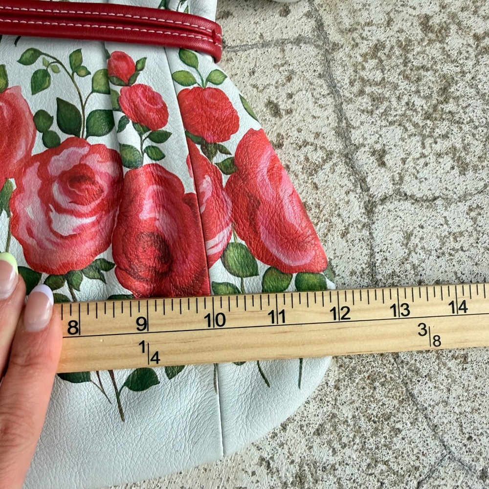 Isabella Fiore Bag Hand Painted Rose Leather Handbag Tassel Cutout Handle Y2K - Picture 8 of 10